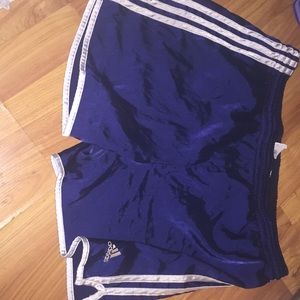 Blue satin adidas shorts